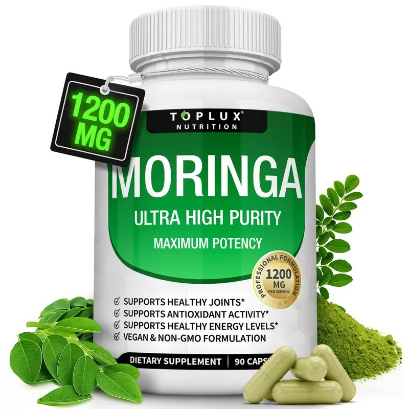Moringa Leaf Capsules (Moringa Capsules) - Pure Moringa Powder Formula with Prebiotics for Health Support