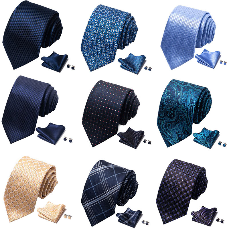 Men's and women's tie set high density 1200 stitches formal business tie set bow tie