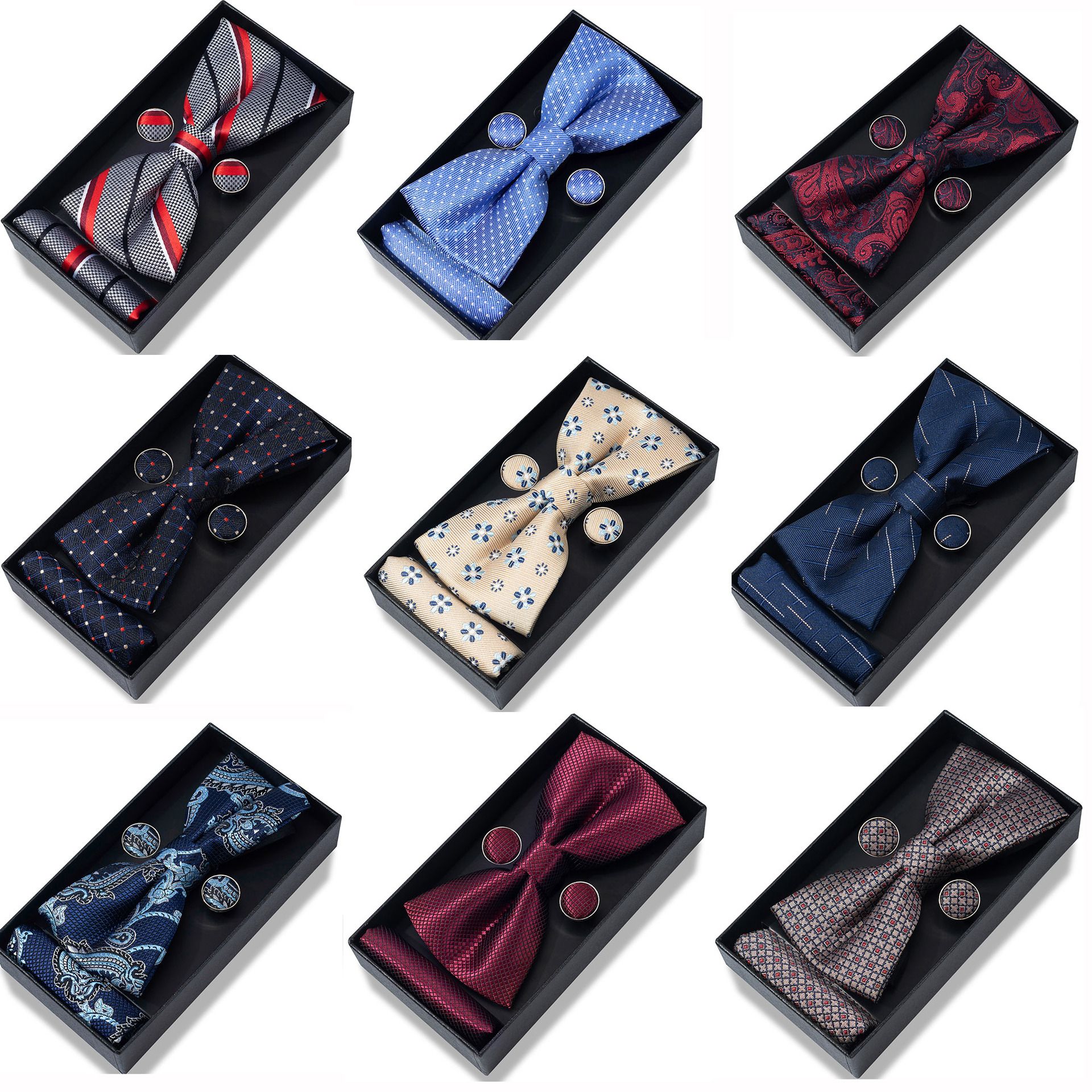 Striped bow tie men's gift box packaging groom master of ceremonies host bow tie formal wedding accessories