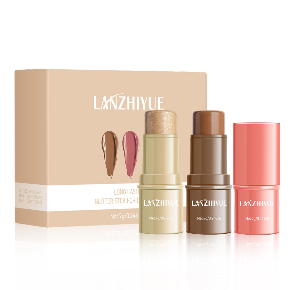 Hot-selling contouring stick set, high-gloss contouring stick, contour shadow pen, three-dimensional brightening silkworm facial blush