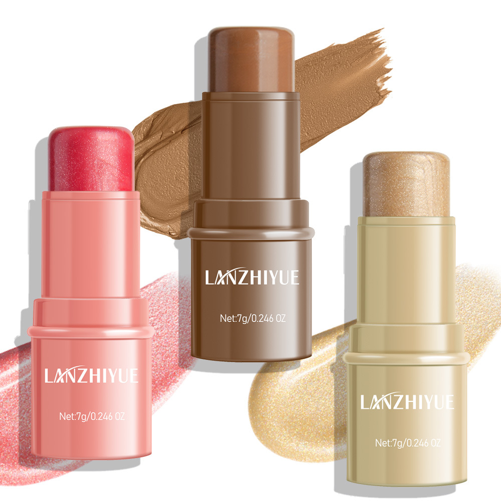 Hot-selling contouring stick set, high-gloss contouring stick, contour shadow pen, three-dimensional brightening silkworm facial blush