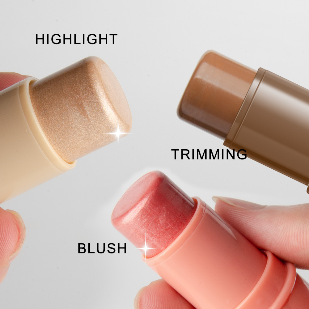 Hot-selling contouring stick set, high-gloss contouring stick, contour shadow pen, three-dimensional brightening silkworm facial blush