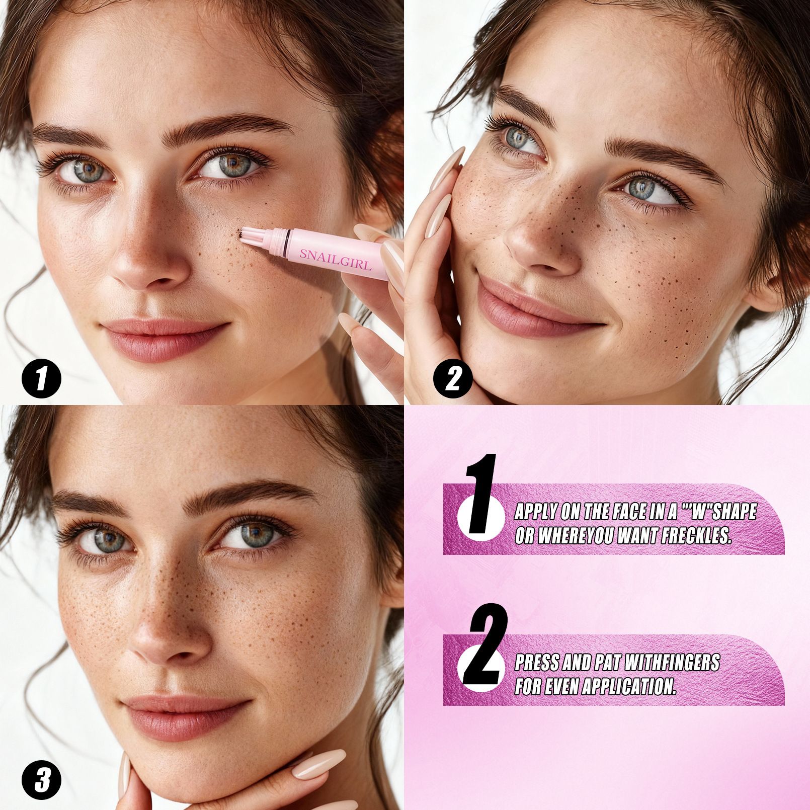 Snailgirl Freckle Pen Press Natural Simulation Freckle Pen Waterproof and Sweatproof Seal Freckle Pen