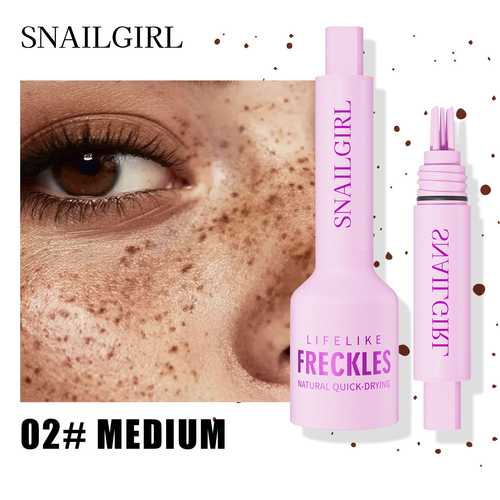 Snailgirl Freckle Pen Press Natural Simulation Freckle Pen Waterproof and Sweatproof Seal Freckle Pen