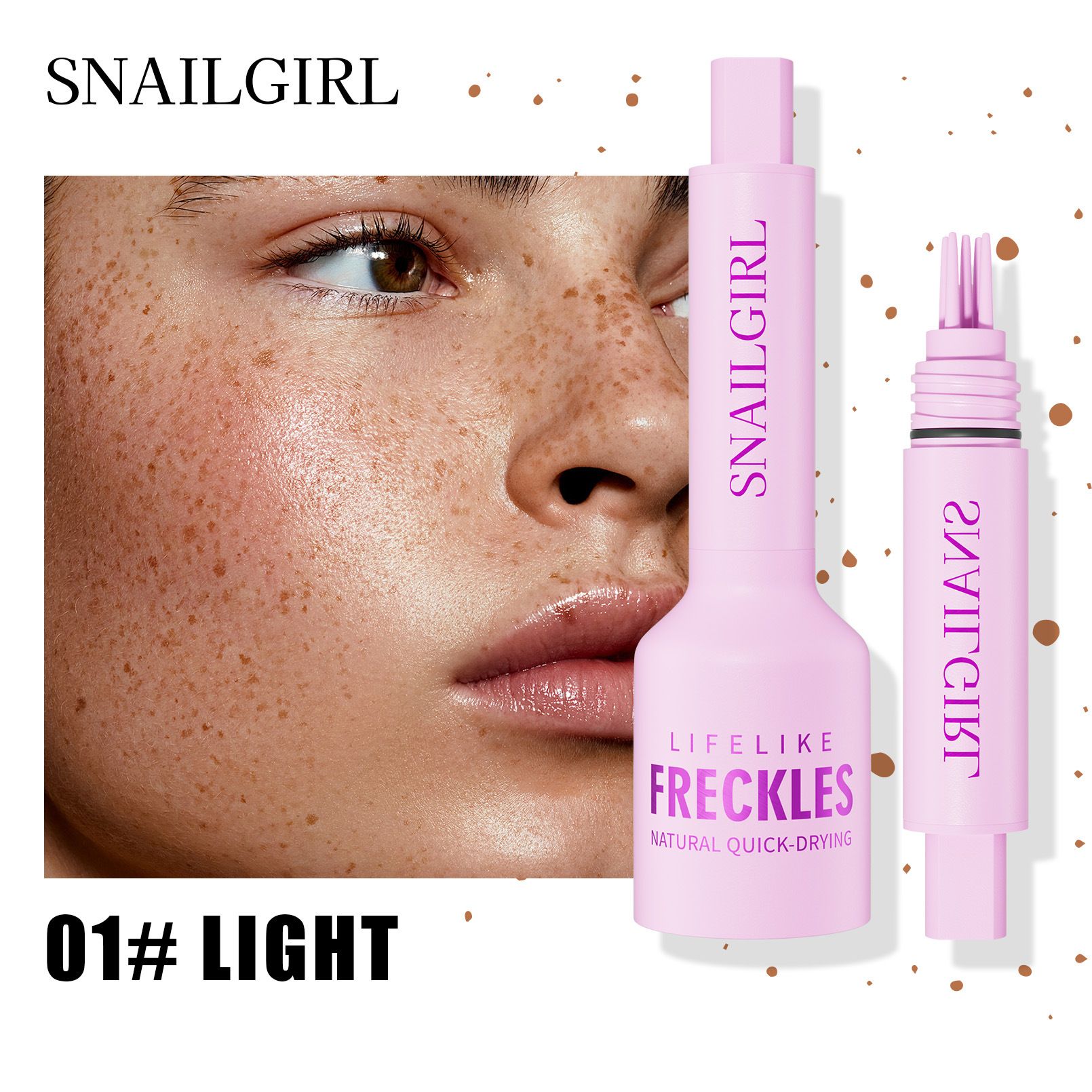 Snailgirl Freckle Pen Press Natural Simulation Freckle Pen Waterproof and Sweatproof Seal Freckle Pen