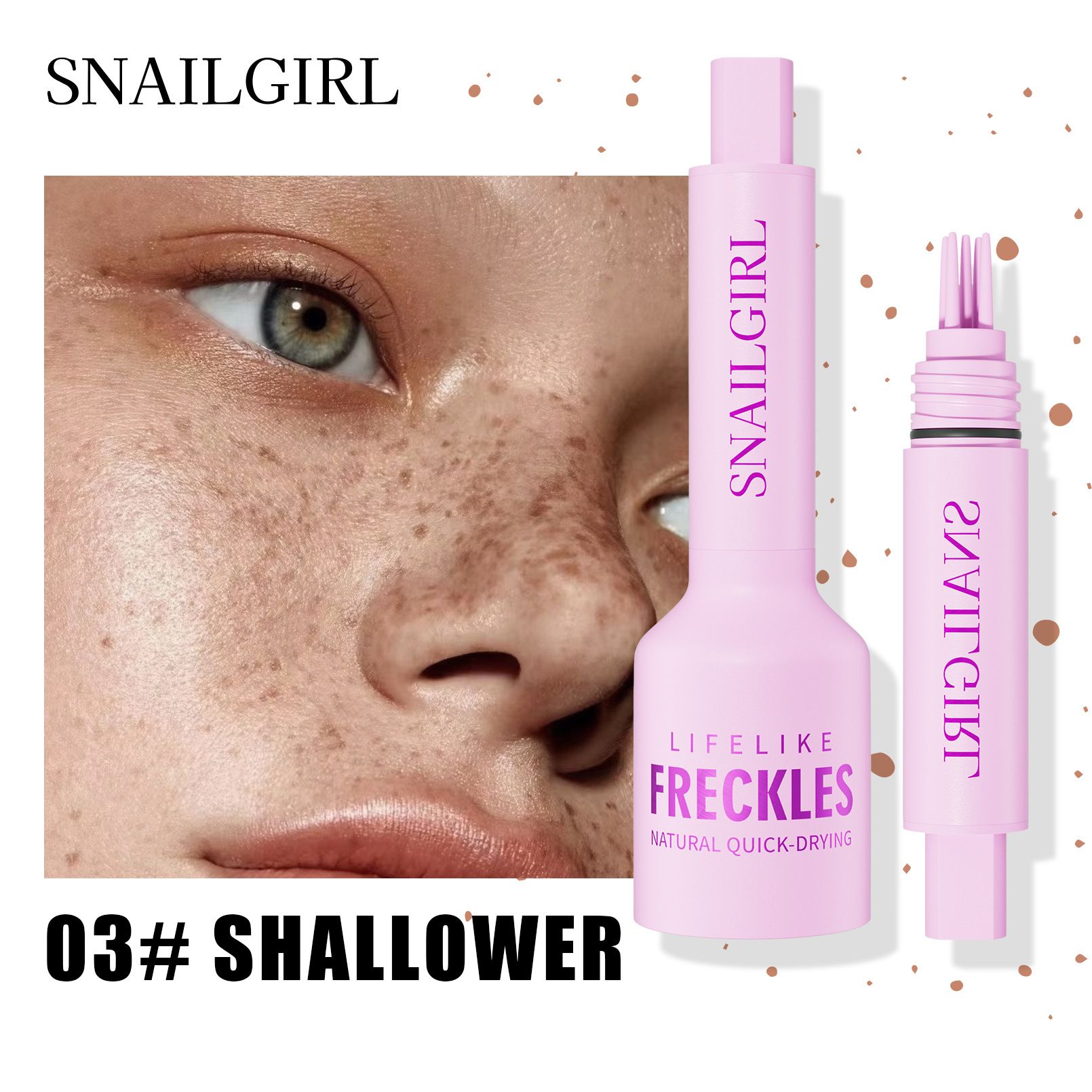 Snailgirl Freckle Pen Press Natural Simulation Freckle Pen Waterproof and Sweatproof Seal Freckle Pen