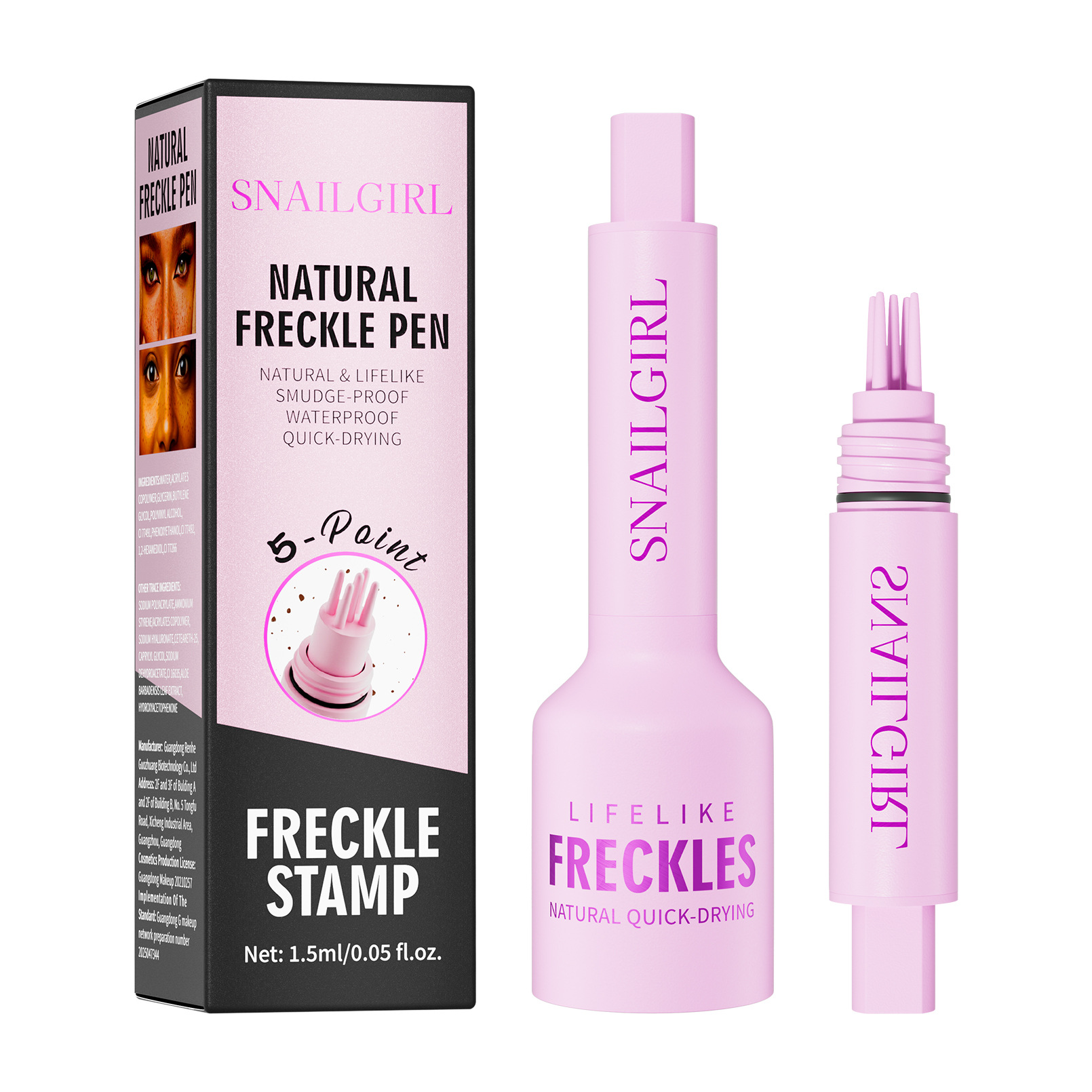 Snailgirl Freckle Pen Press Natural Simulation Freckle Pen Waterproof and Sweatproof Seal Freckle Pen