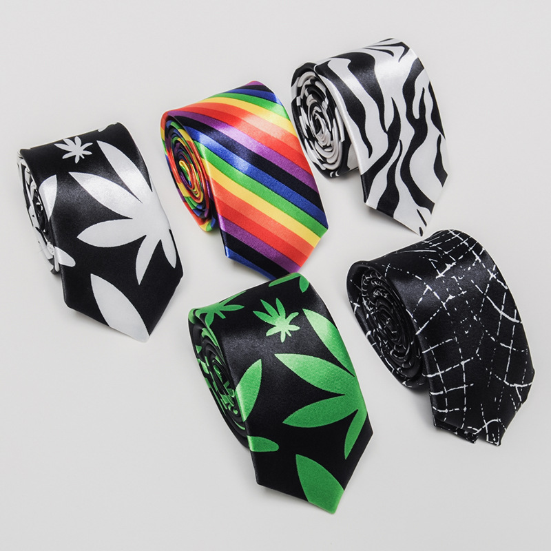 Korean fashion casual tie 5cm British narrow version trendy male and female student personalized poker tie hip hop club