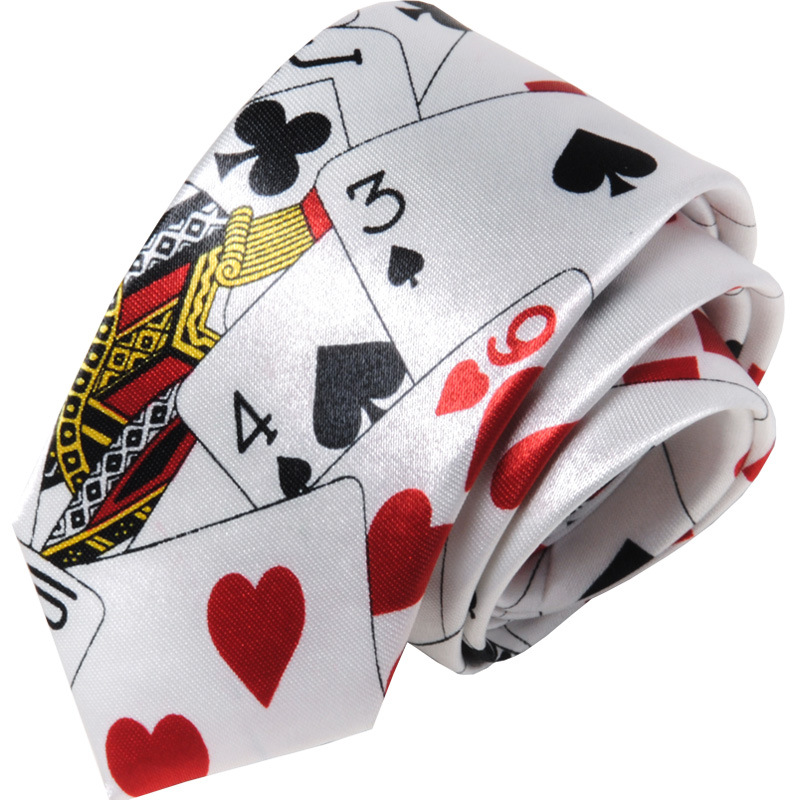 Korean fashion casual tie 5cm British narrow version trendy male and female student personalized poker tie hip hop club