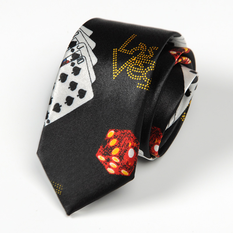 Korean fashion casual tie 5cm British narrow version trendy male and female student personalized poker tie hip hop club