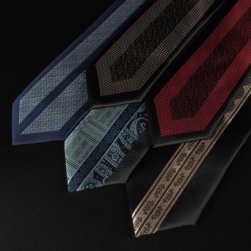 Casual tie men's Korean version narrow version 6cm black red positioning stripe men's business formal wear professional small tie