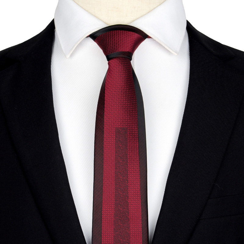 Casual tie men's Korean version narrow version 6cm black red positioning stripe men's business formal wear professional small tie