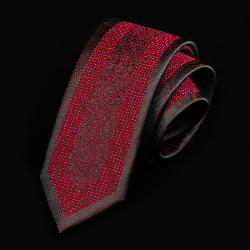 Casual tie men's Korean version narrow version 6cm black red positioning stripe men's business formal wear professional small tie