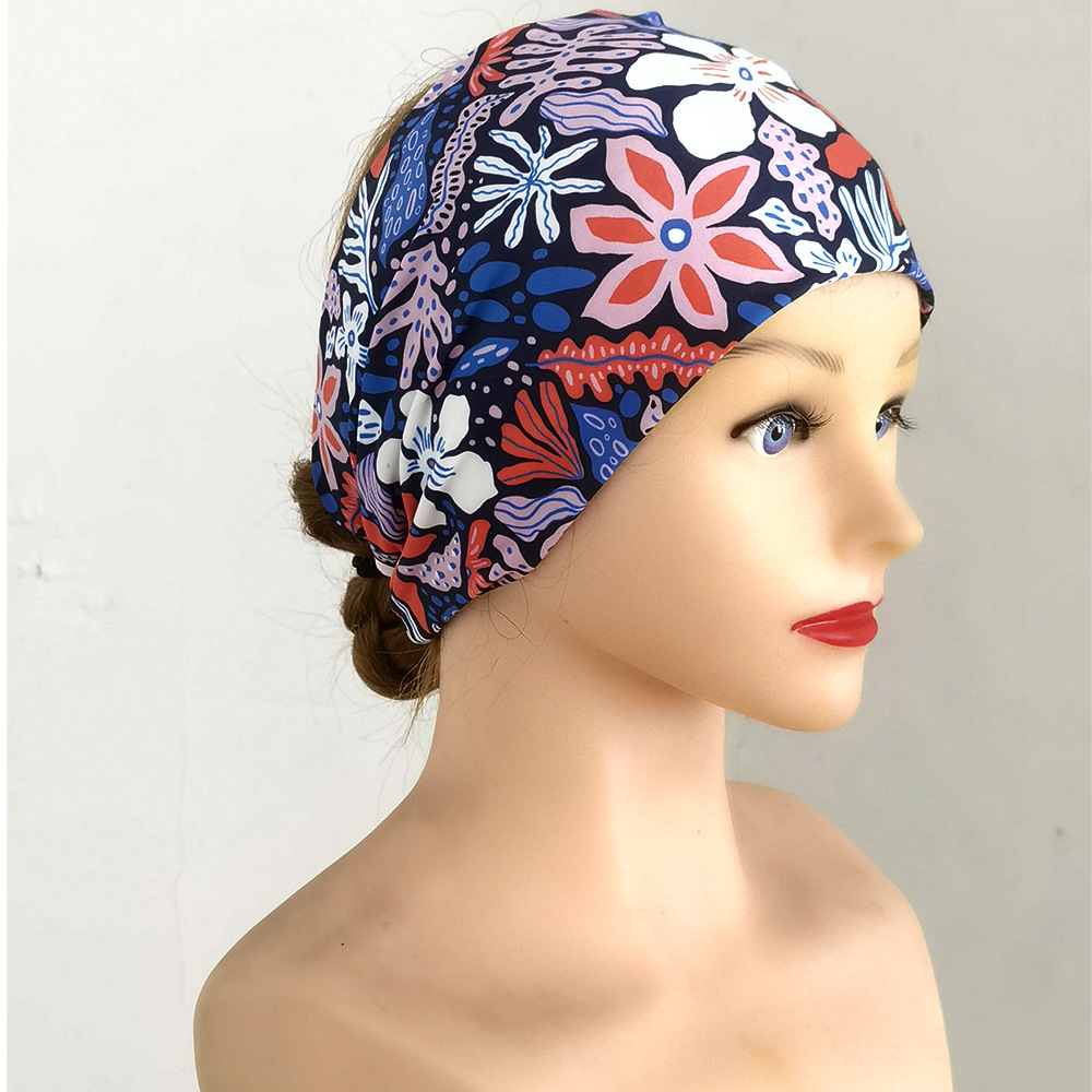 Women's headscarf new style hair tie with floral print, elastic hair band, sweat-absorbing headband for outdoor products