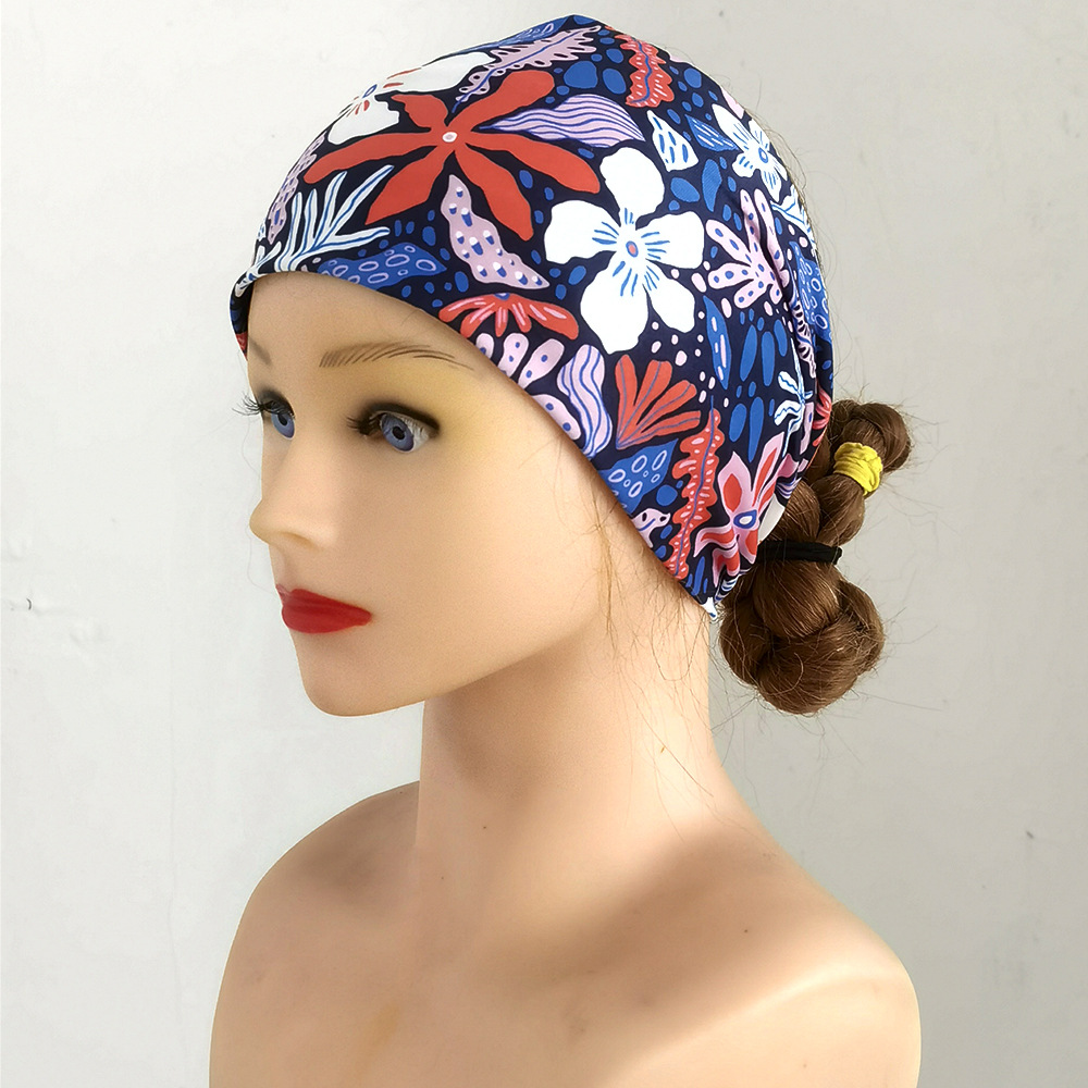 Women's headscarf new style hair tie with floral print, elastic hair band, sweat-absorbing headband for outdoor products
