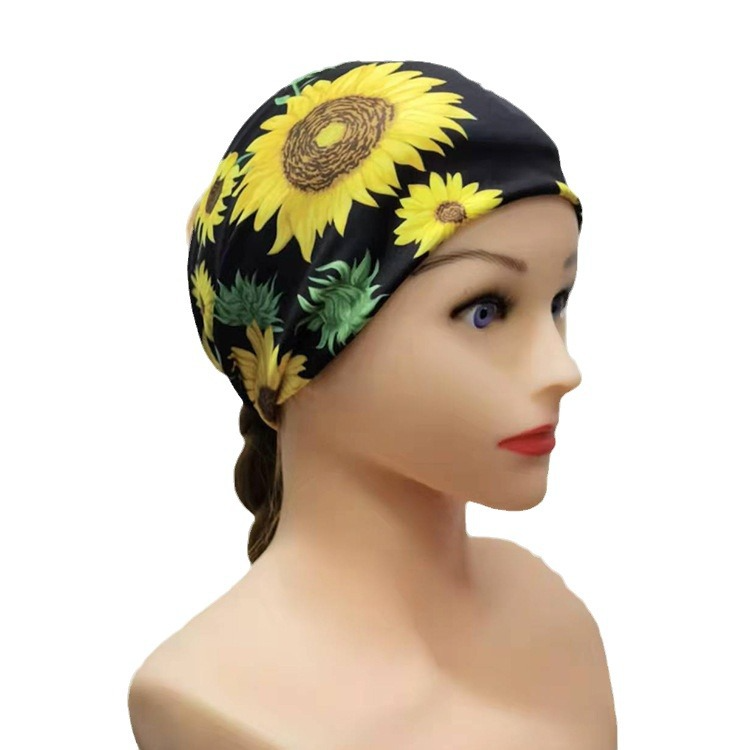 Headscarf for sun protection, new European and American style, printed wide-brimmed knotted hairband, sports headband, elastic hair tie, hair accessory