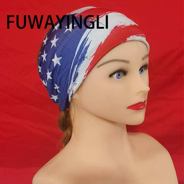 Headscarf women's new summer fashion printed elastic sports headband, yoga wide headband, silk hair tie