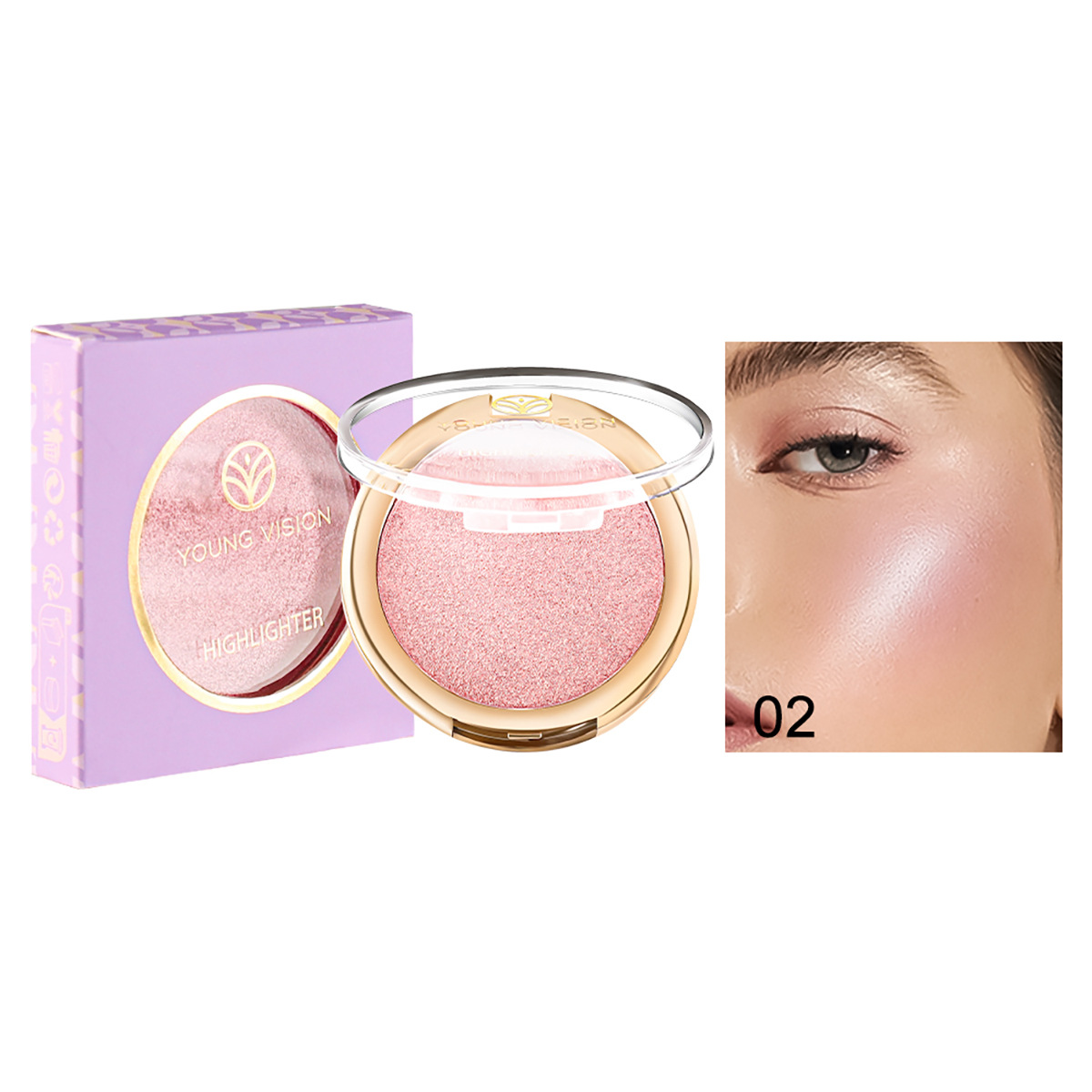 YOUNG VISION Baked Powder Polarizing Highlighting Powder, Setting and Contouring Powder, Contouring and Three-dimensional Nose Shadow