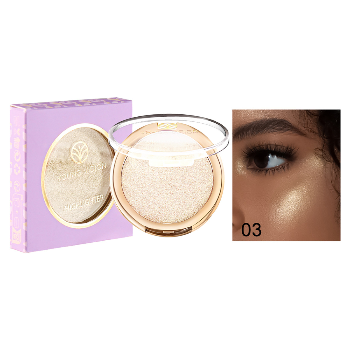 YOUNG VISION Baked Powder Polarizing Highlighting Powder, Setting and Contouring Powder, Contouring and Three-dimensional Nose Shadow