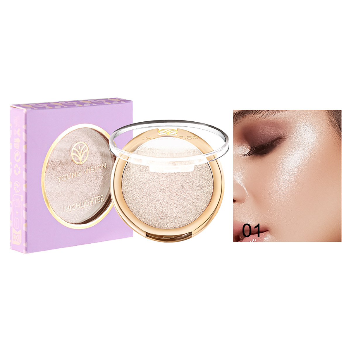 YOUNG VISION Baked Powder Polarizing Highlighting Powder, Setting and Contouring Powder, Contouring and Three-dimensional Nose Shadow