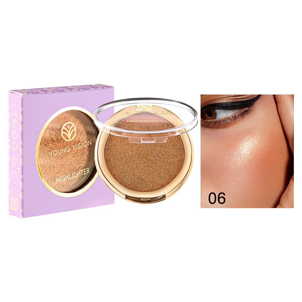 YOUNG VISION Baked Powder Polarizing Highlighting Powder, Setting and Contouring Powder, Contouring and Three-dimensional Nose Shadow