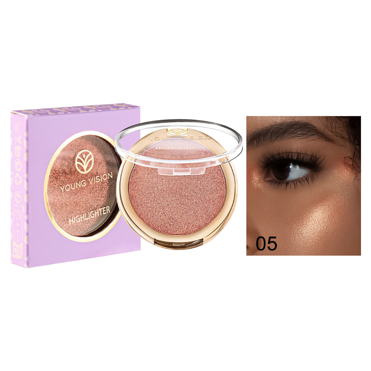 YOUNG VISION Baked Powder Polarizing Highlighting Powder, Setting and Contouring Powder, Contouring and Three-dimensional Nose Shadow