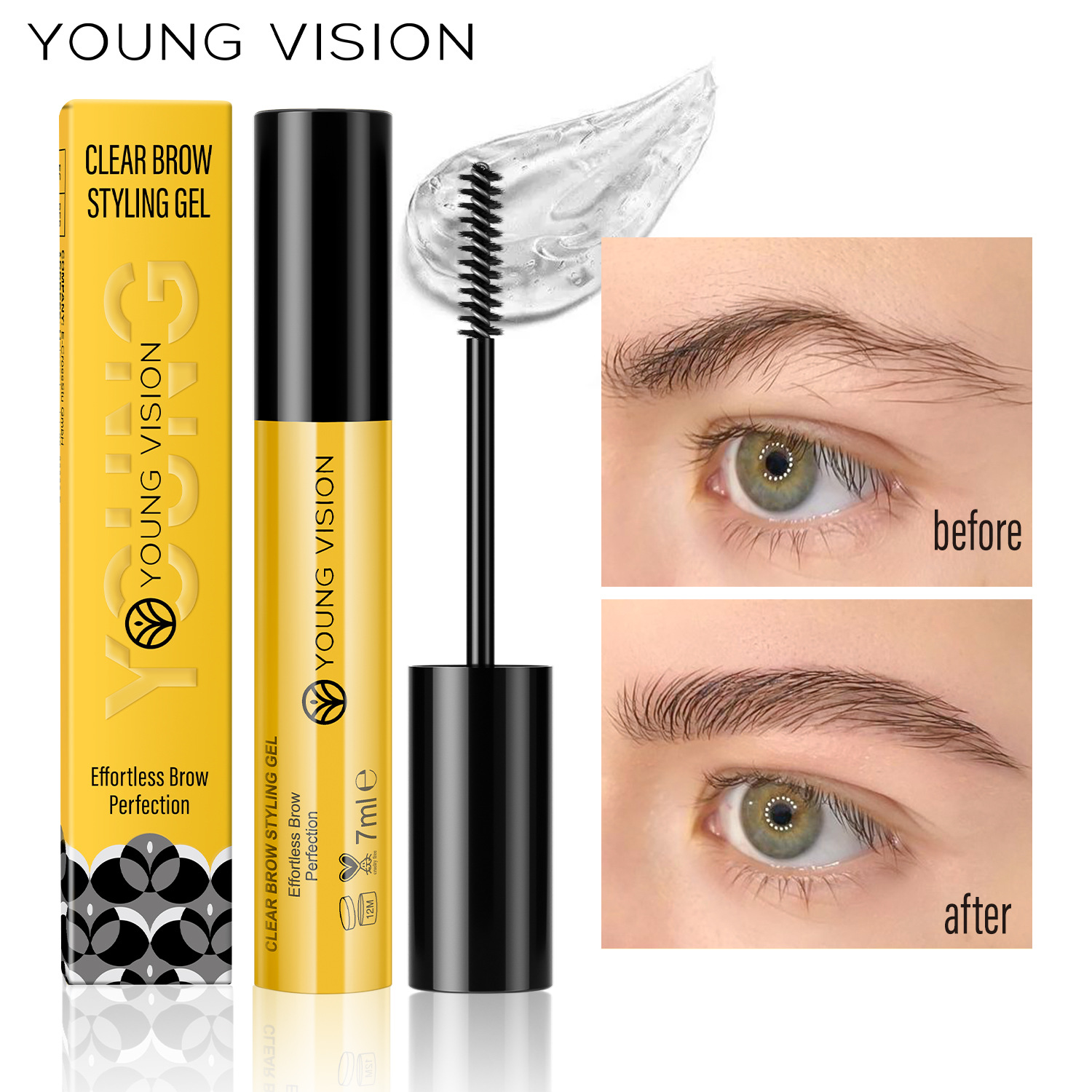 YOUNG VISION Shaping Eyebrow Gel Transparent Natural Three-dimensional Eyebrow Gel Large Brush Head