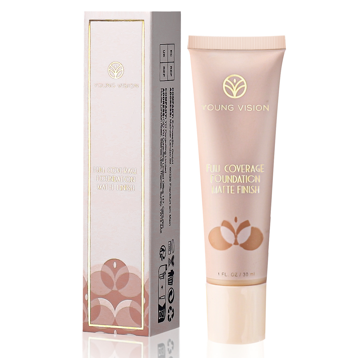 YOUNG VISION 6-color matte liquid foundation and wheat-colored contouring foundation cream