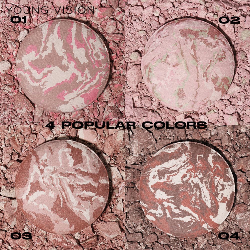 YOUNG VISION 4-Color Pork Belly Baked Powder Foundation Fine and Silky Powder to Modify Skin Color Setting Powder