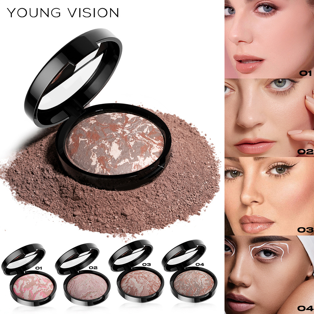 YOUNG VISION 4-Color Pork Belly Baked Powder Foundation Fine and Silky Powder to Modify Skin Color Setting Powder