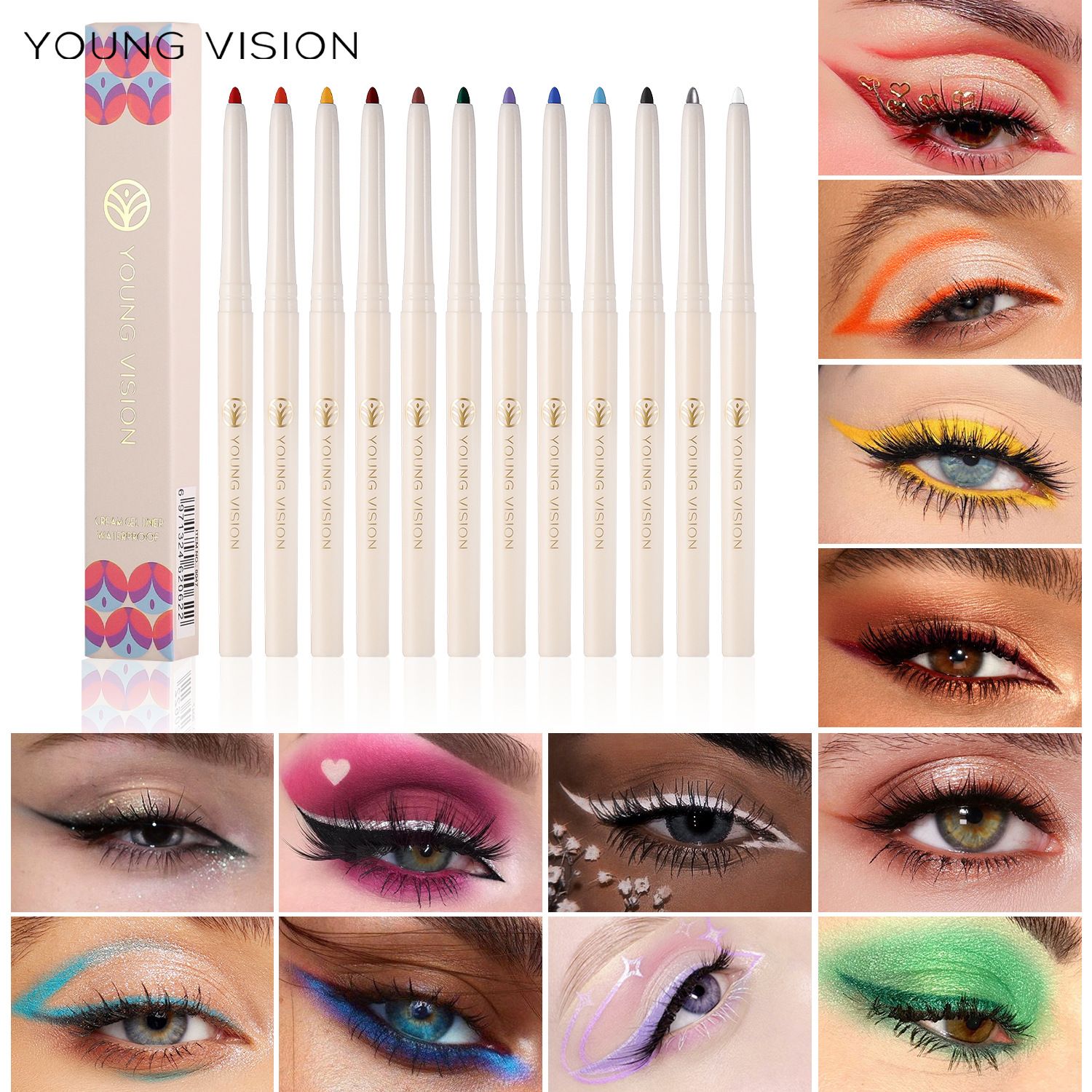 YOUNG VISION 12-color pearlescent matte non-smudged eyeliner gel pen rotatable eyeliner eye shadow