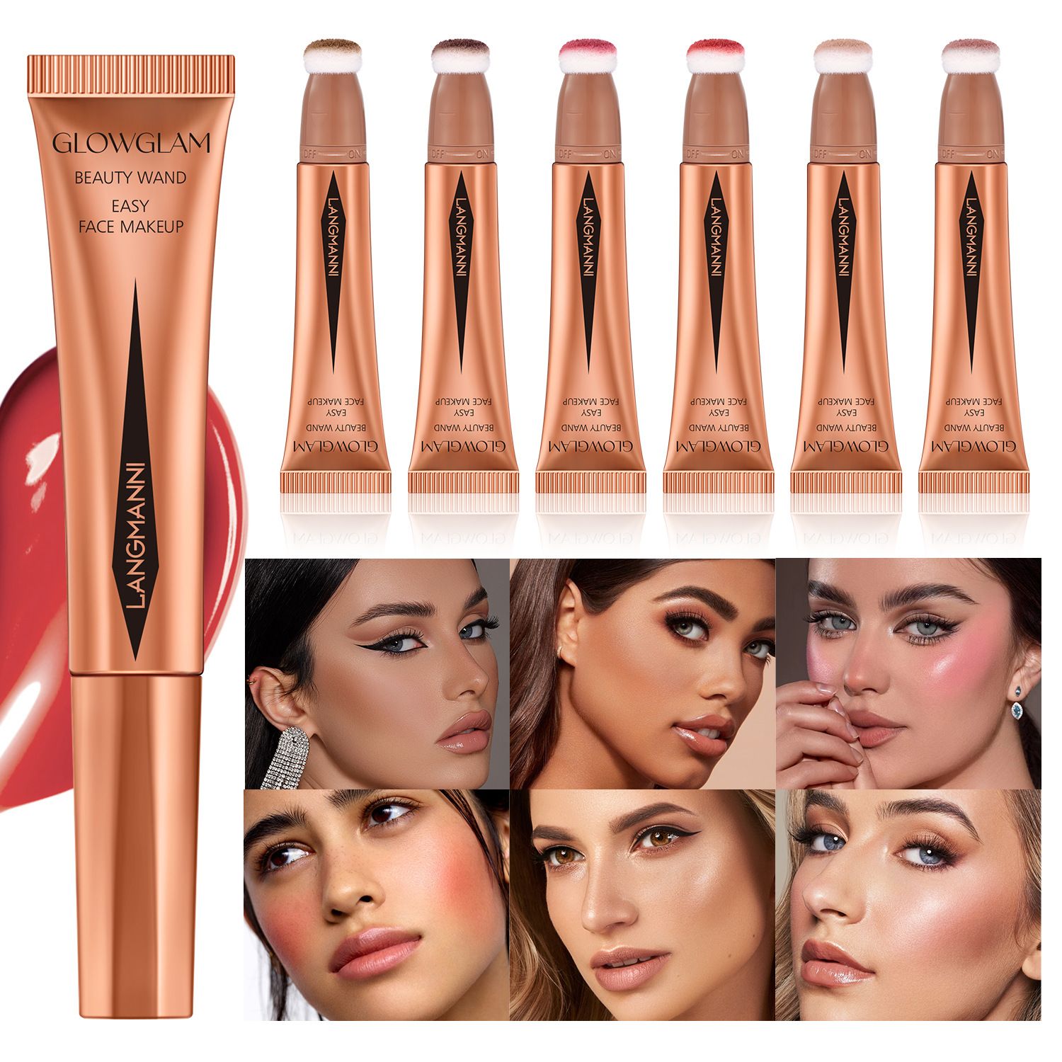 Langmanni Cushion Contouring Blush Highlight Set Available in Multiple Colors Cosmetic Liquid Blush