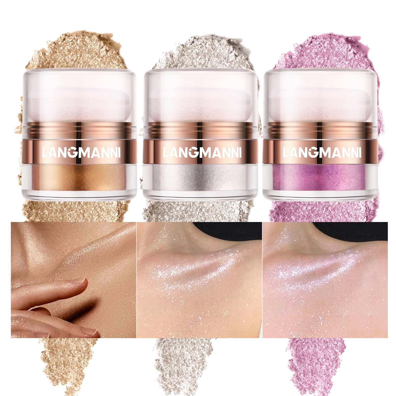LANGMANNI Highlight Loose Powder, Face and Body Blush Contouring Powder  Contouring Powder