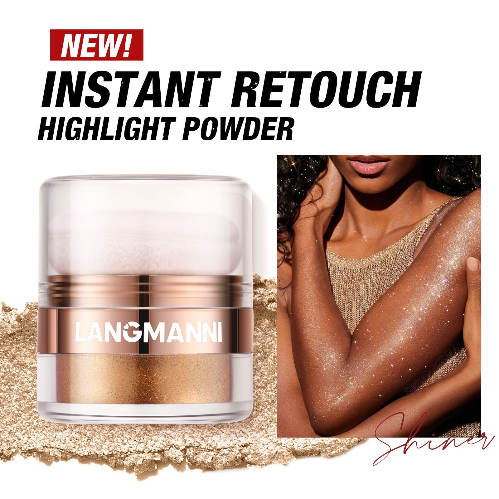 LANGMANNI Highlight Loose Powder, Face and Body Blush Contouring Powder  Contouring Powder