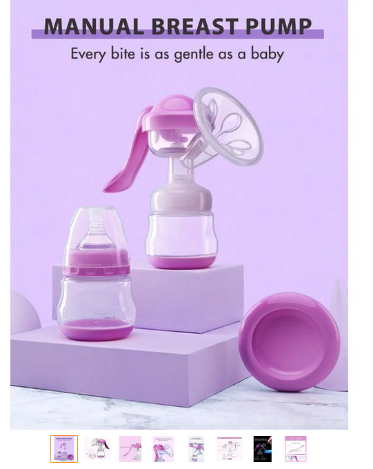 Healthy Manual Breast Pump with Free Baby Bottle Cap – Portable Handheld Breastfeeding Pump, BPA-Free, Silent Milk Expression, Easy to Clean, Comfortable Suction for Nursing Mothers