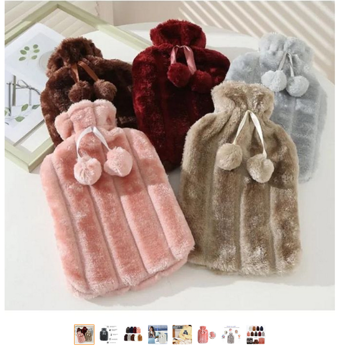 2L Hot Water Bottle With Soft Faux Fur Plush Cover