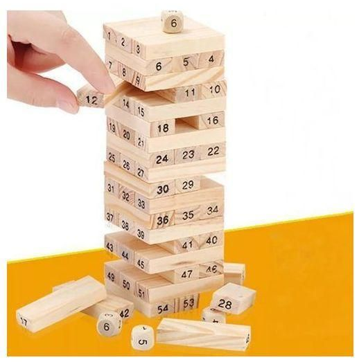 Jenga friends game Jenga Tower Toy (Wooden)54 Pcs Wooden Number Stacking Block