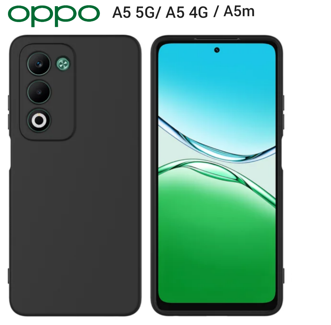 For Oppo A5 (5G/4G/A5m) ,  A5 Pro 4G ,  A5x (4G/5G) Black soft silicone phone case/cover