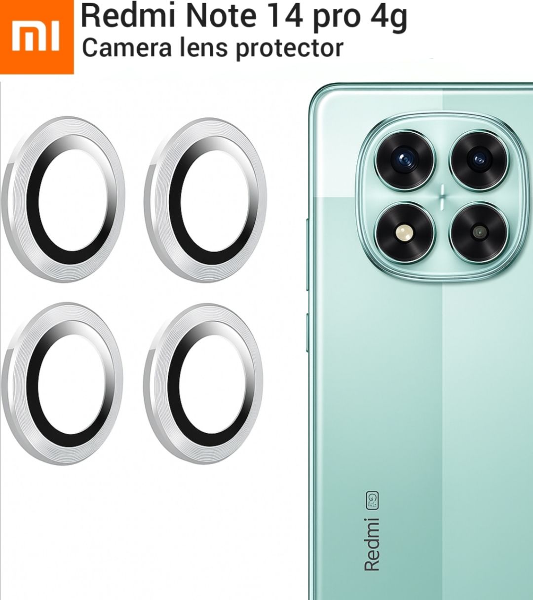 Xiaomi Redmi Note 14 Pro 4G 4-Piece Metal Ring Camera Lens Protector