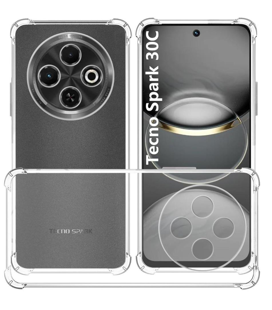 Tecno Spark 30c Soft Crystal Clear/Transparent Phone Case/Charger