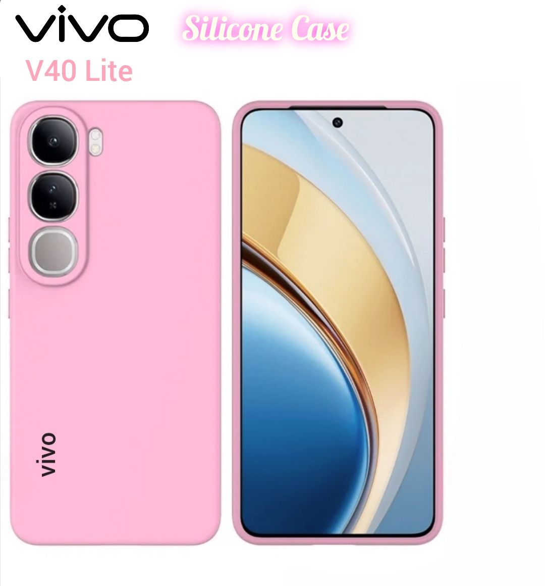 Vivo V40 Lite Original Liquid Silicone Phone Case/Cover in Black,Blue ,Pink and Light Purple(Lilac)