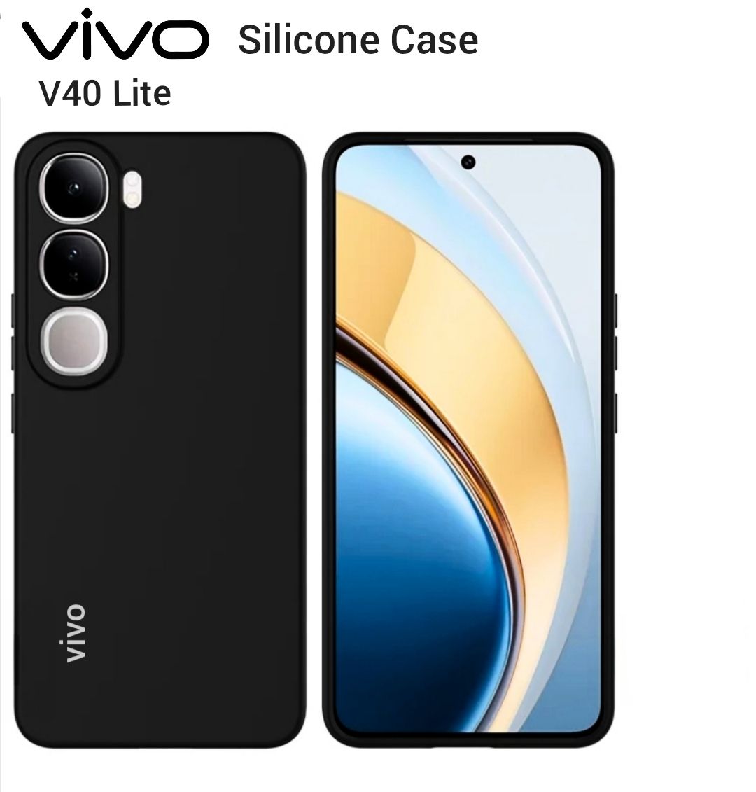 Vivo V40 Lite Original Liquid Silicone Phone Case/Cover in Black,Blue ,Pink and Light Purple(Lilac)