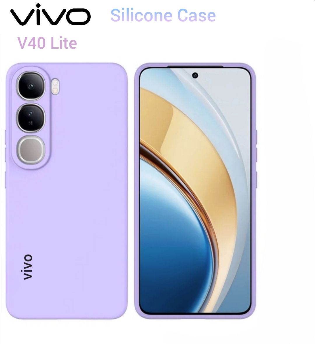 Vivo V40 Lite Original Liquid Silicone Phone Case/Cover in Black,Blue ,Pink and Light Purple(Lilac)