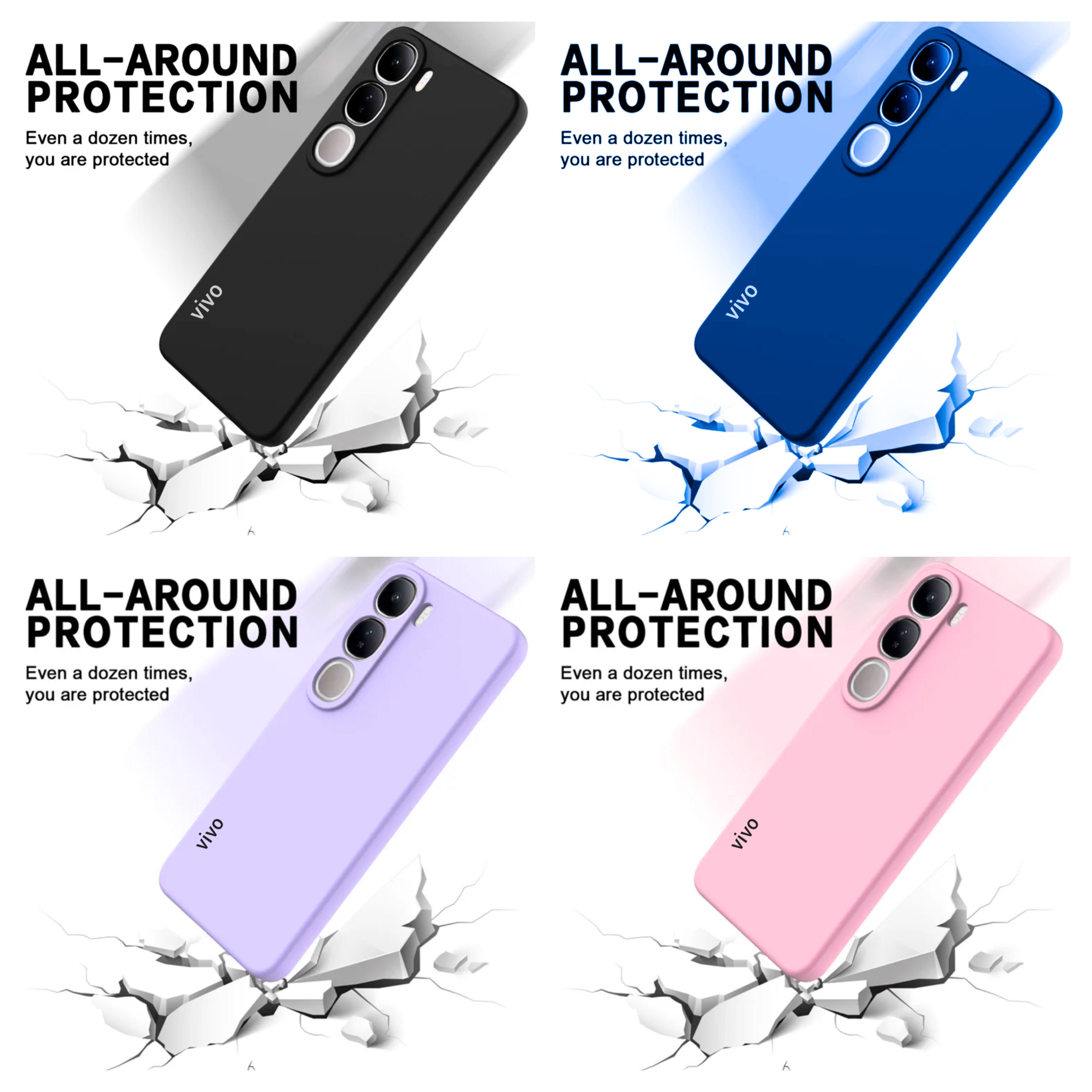 Vivo V40 Lite Original Liquid Silicone Phone Case/Cover in Black,Blue ,Pink and Light Purple(Lilac)