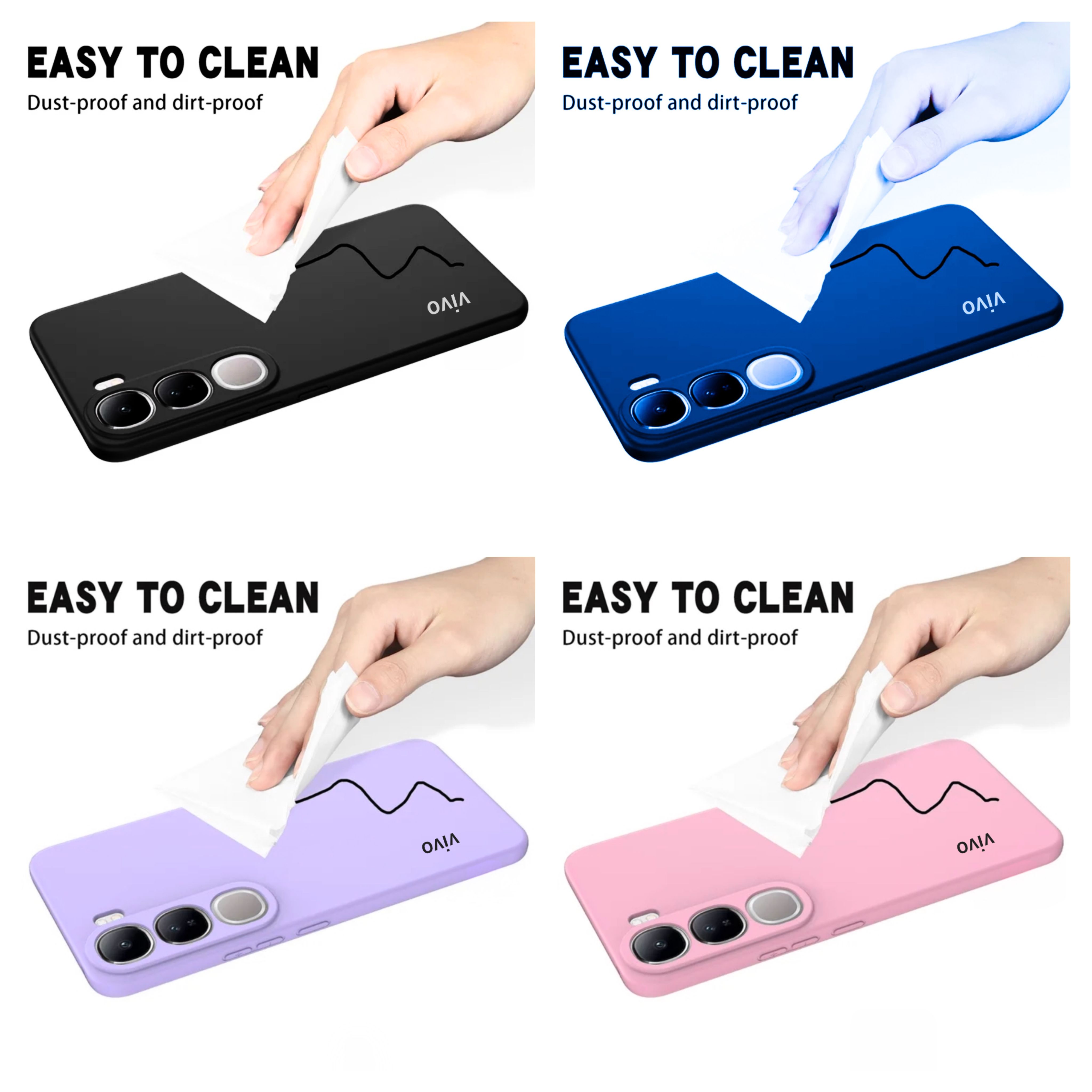 Vivo V40 Lite Original Liquid Silicone Phone Case/Cover in Black,Blue ,Pink and Light Purple(Lilac)