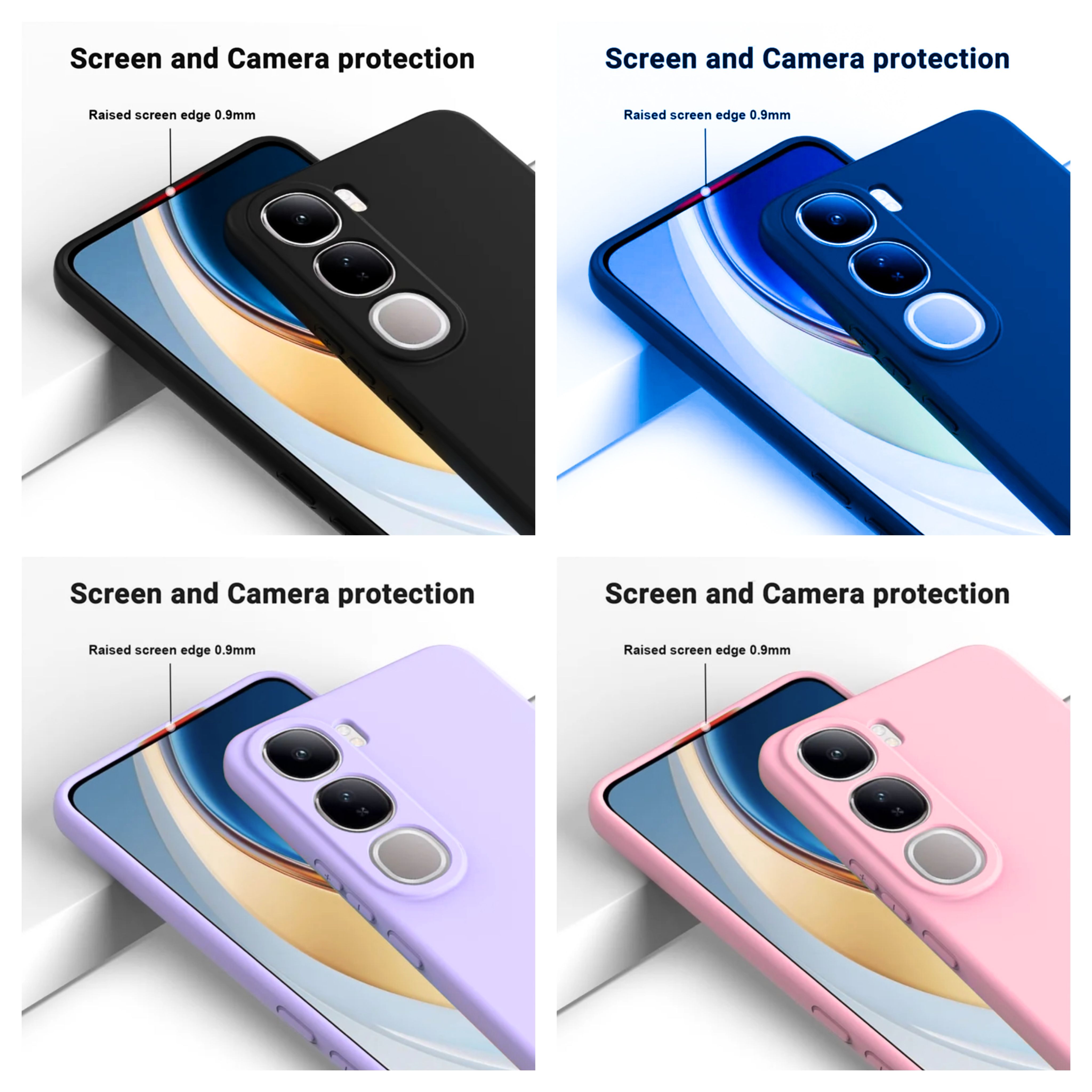 Vivo V40 Lite Original Liquid Silicone Phone Case/Cover in Black,Blue ,Pink and Light Purple(Lilac)