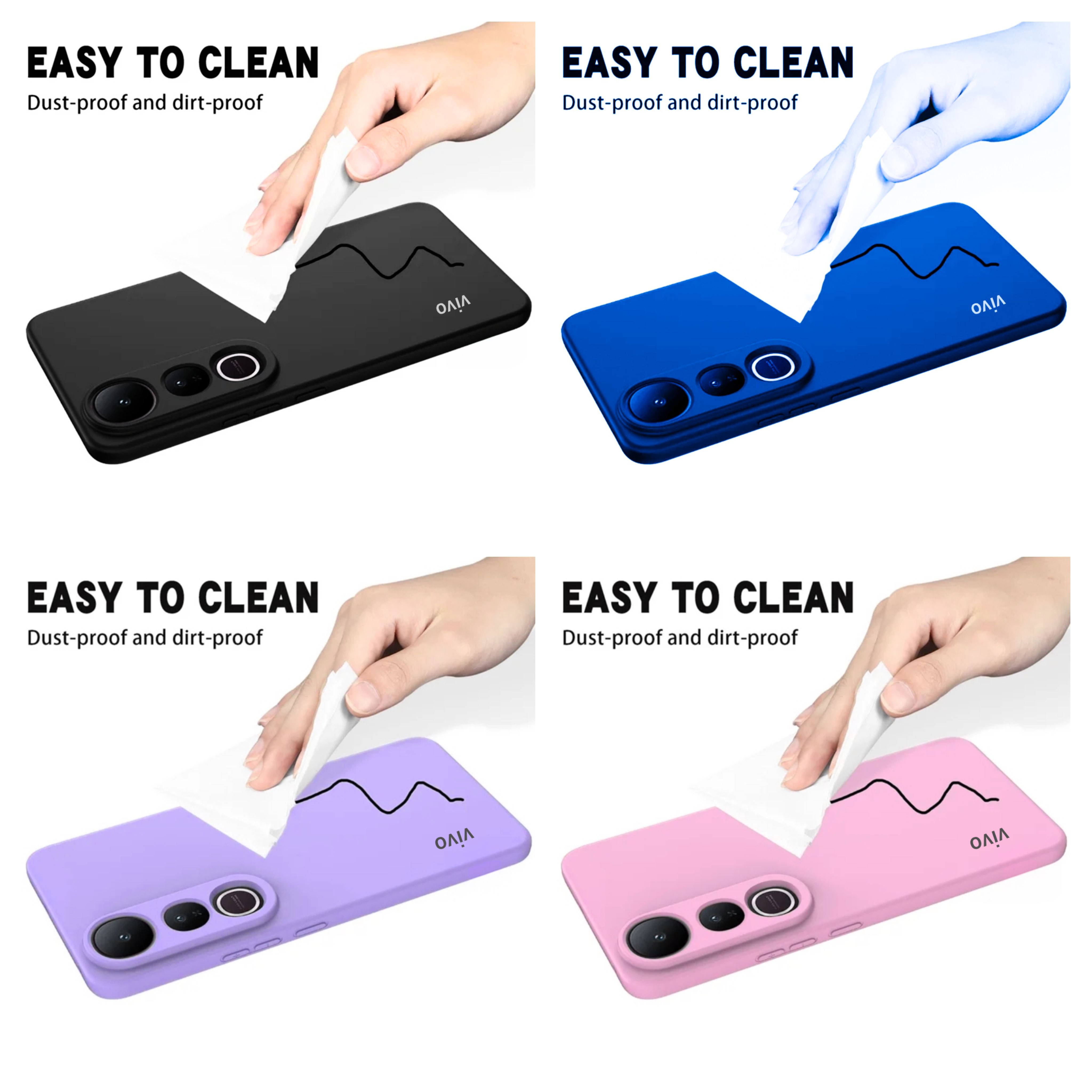 Vivo V50 Lite 4G/5G Original Liquid Silicone Phone Case/Cover in Black,Blue ,Pink and Light Purple(Lilac)