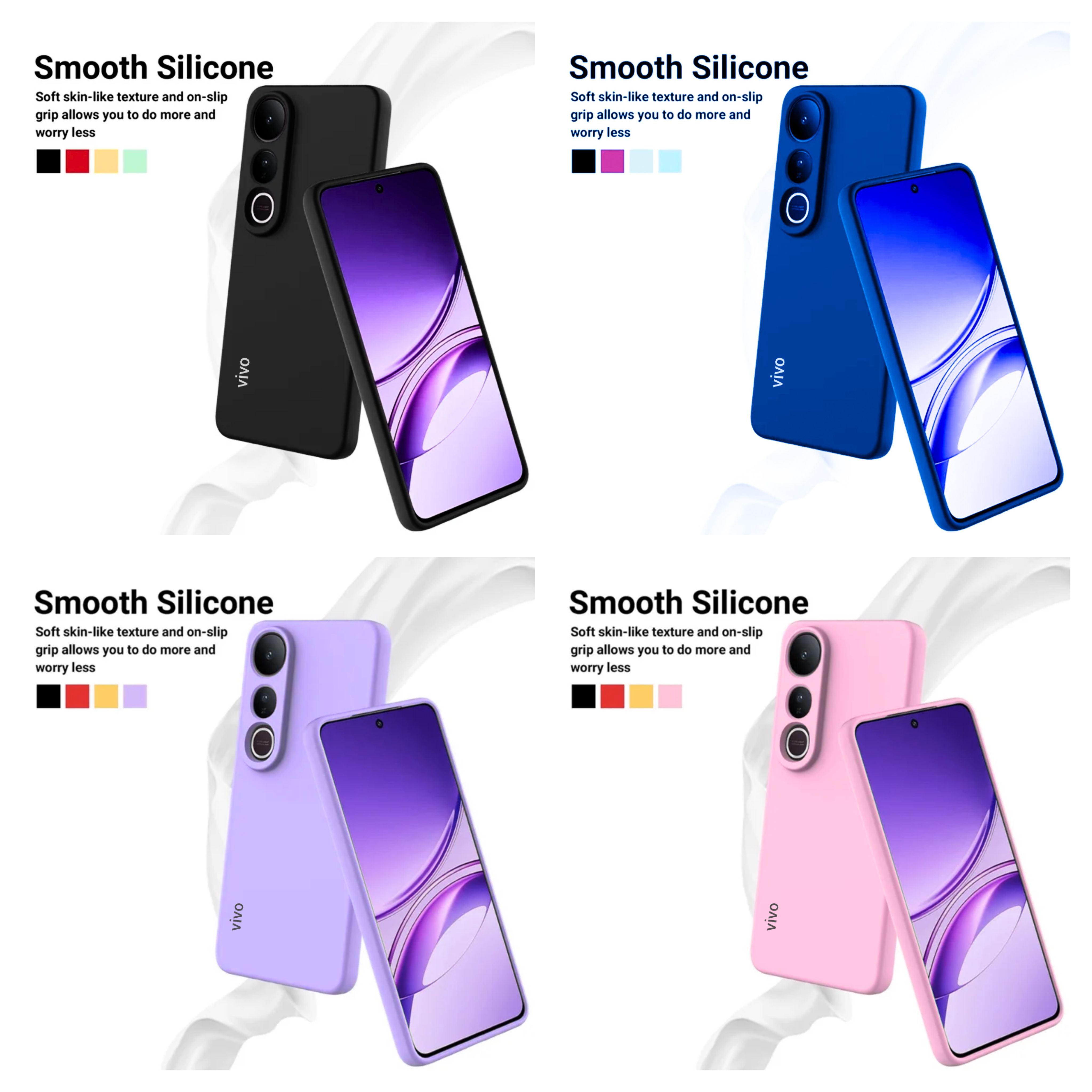Vivo V50 Lite 4G/5G Original Liquid Silicone Phone Case/Cover in Black,Blue ,Pink and Light Purple(Lilac)
