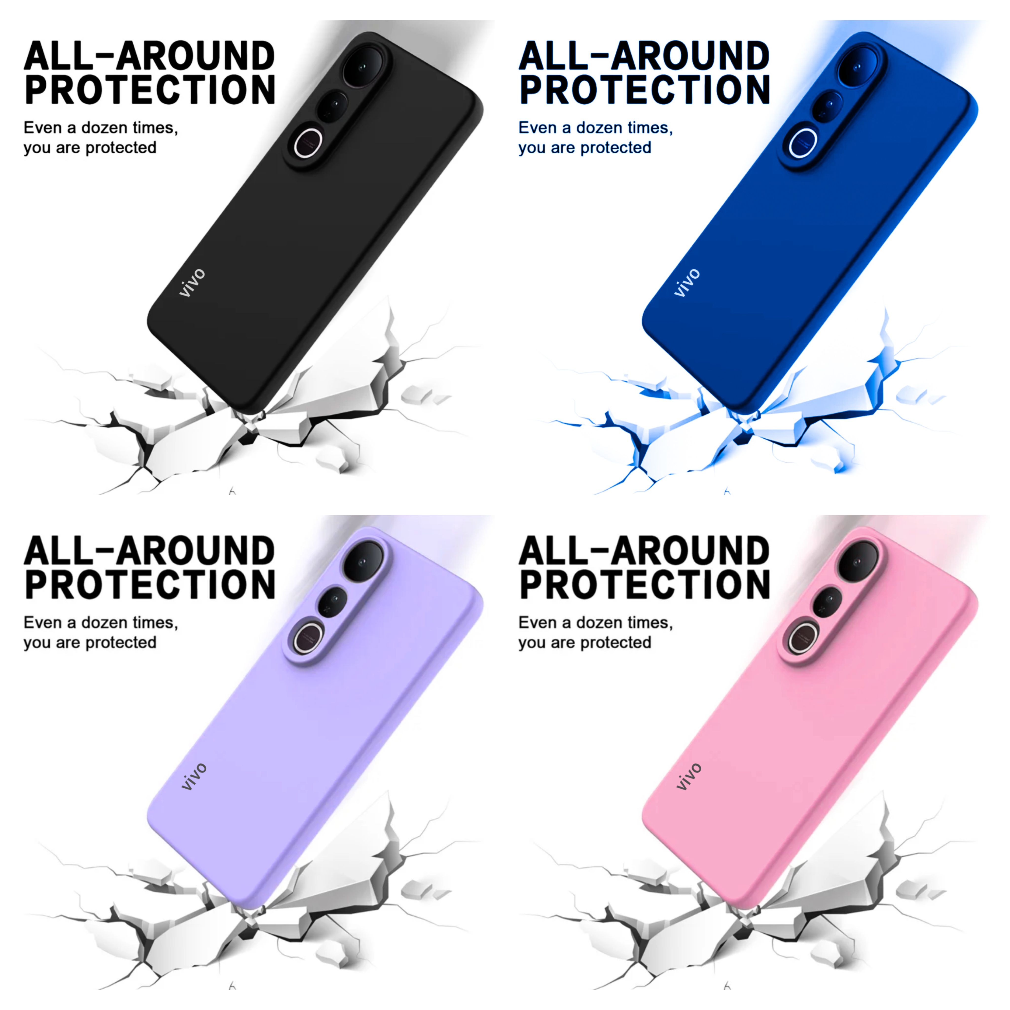 Vivo V50 Lite 4G/5G Original Liquid Silicone Phone Case/Cover in Black,Blue ,Pink and Light Purple(Lilac)