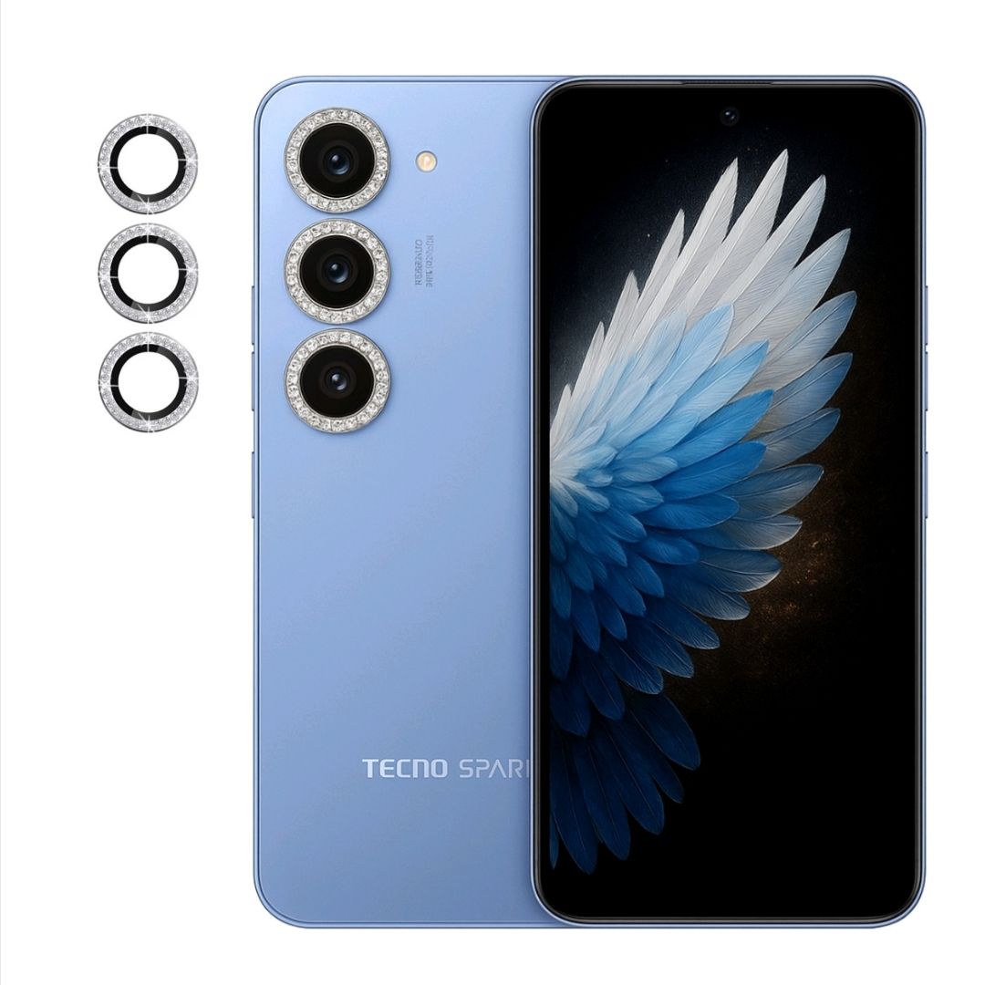 [3-piece] Glitters Diamond Metal ring  Camera lens protector for Tecno Spark 40 Pro/Spark 40 Pro + (Plus)
